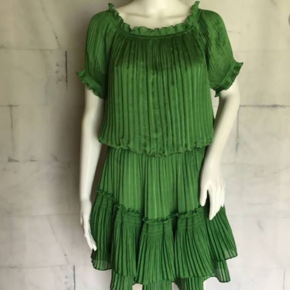 Diane Von Furstenberg Dresses & Skirts - Diane Von Furstenberg green pleated tiered dress
